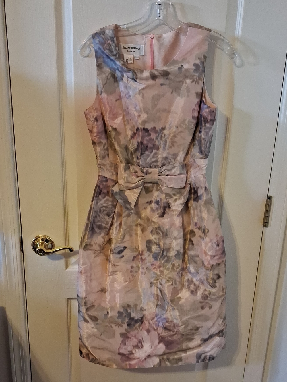 Helene Berman Pink Floral Bow Sheath Dress